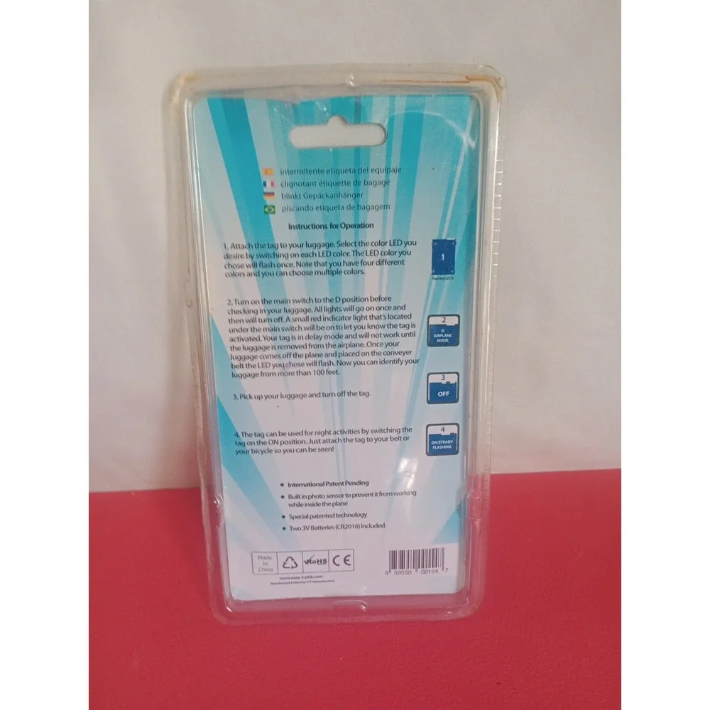 L.E.D. IT BE Easy 2Pick Luggage Flashing Locator. Tag LED Lights 1/4X3 1/2. NIP